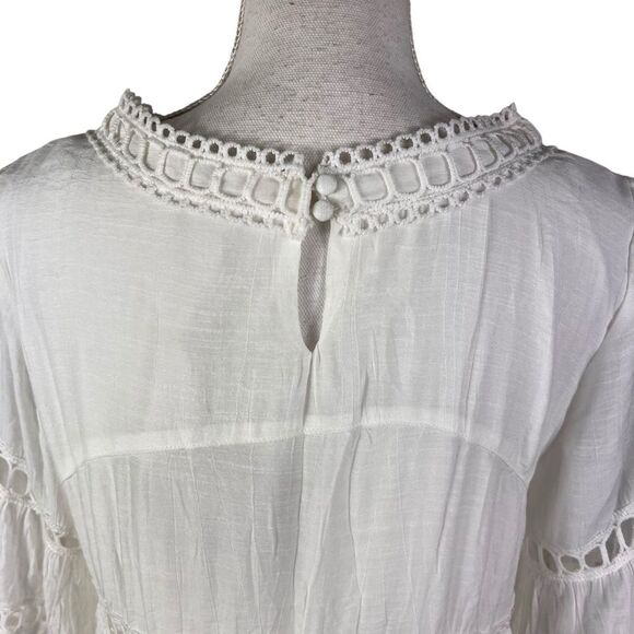 New Listicle White Crochet Eyelet Dress Large Gauze Lined Boho Beachy - Picture 9 of 16